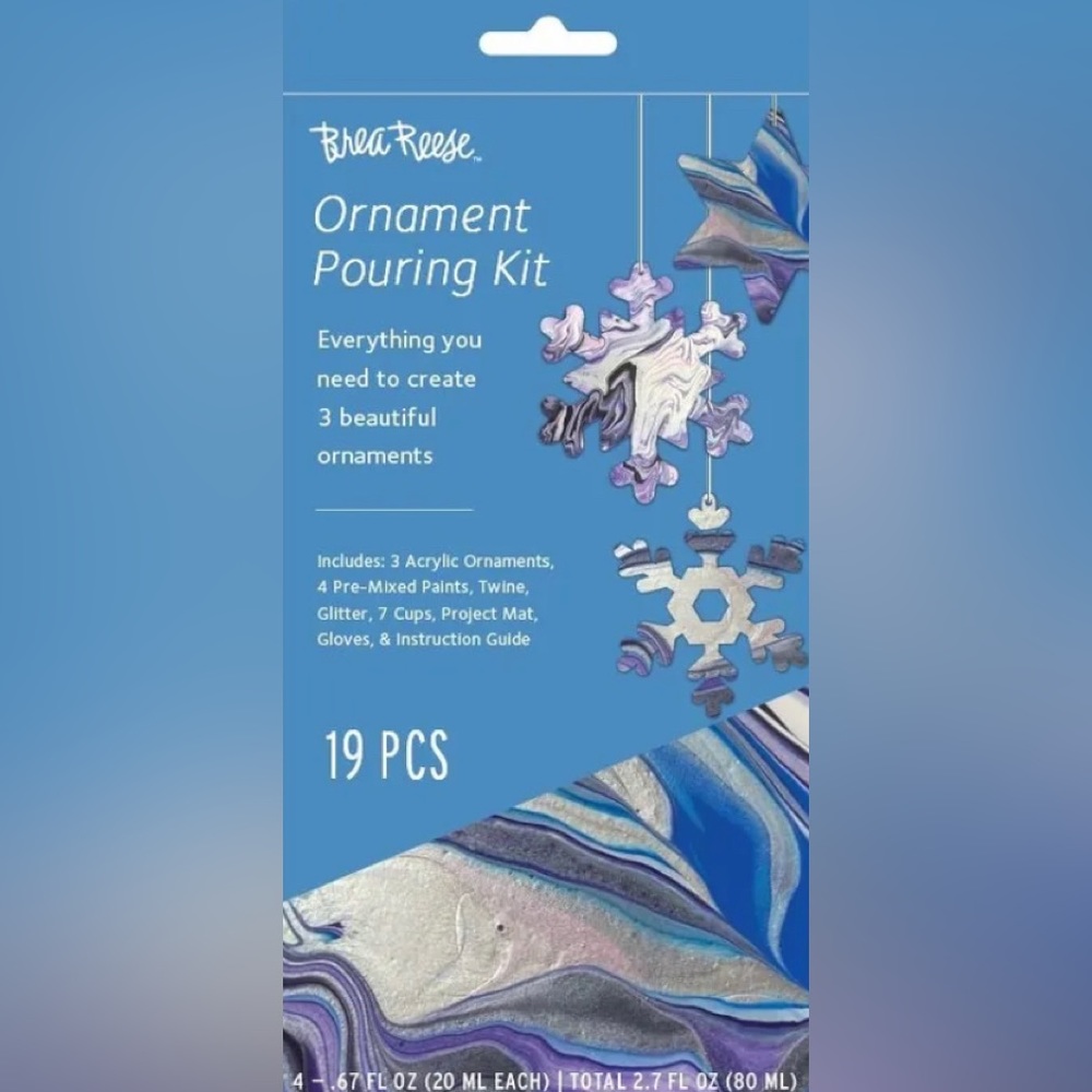 ORNAMENT KIT - Pouring kit to CREATE 3 BEAUTIFUL ORNAMENTS. star & 2 snowflakes